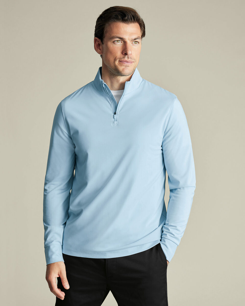 Performance Zip Neck Top - Light Blue Main image