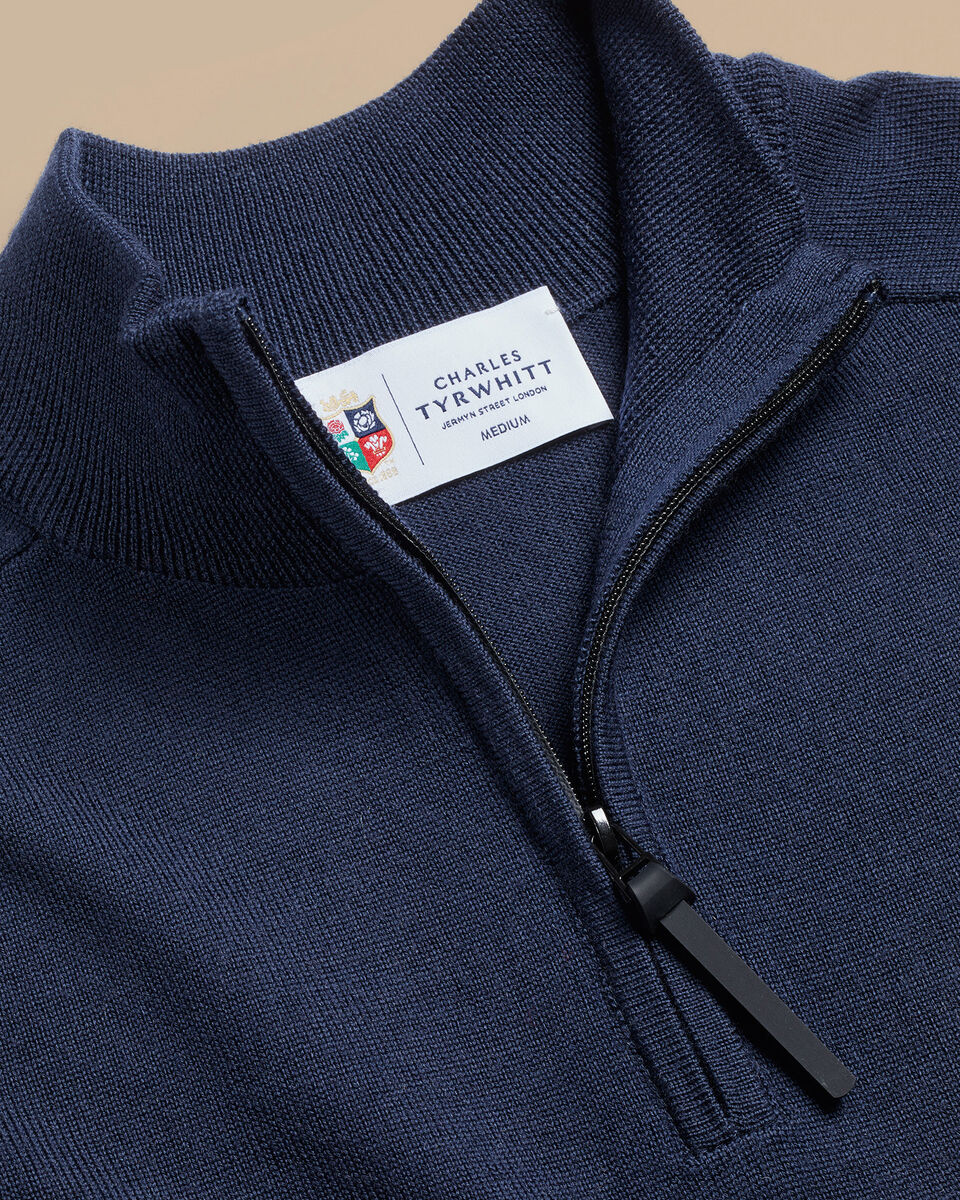 The Lions Pure Merino Performance Quarter Zip Sweater - Navy