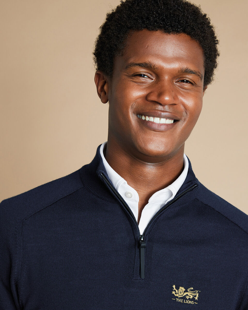 The Lions Pure Merino Performance Quarter Zip Sweater - Navy