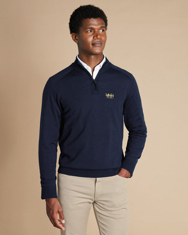 The Lions Pure Merino Performance Quarter Zip Sweater - Navy
