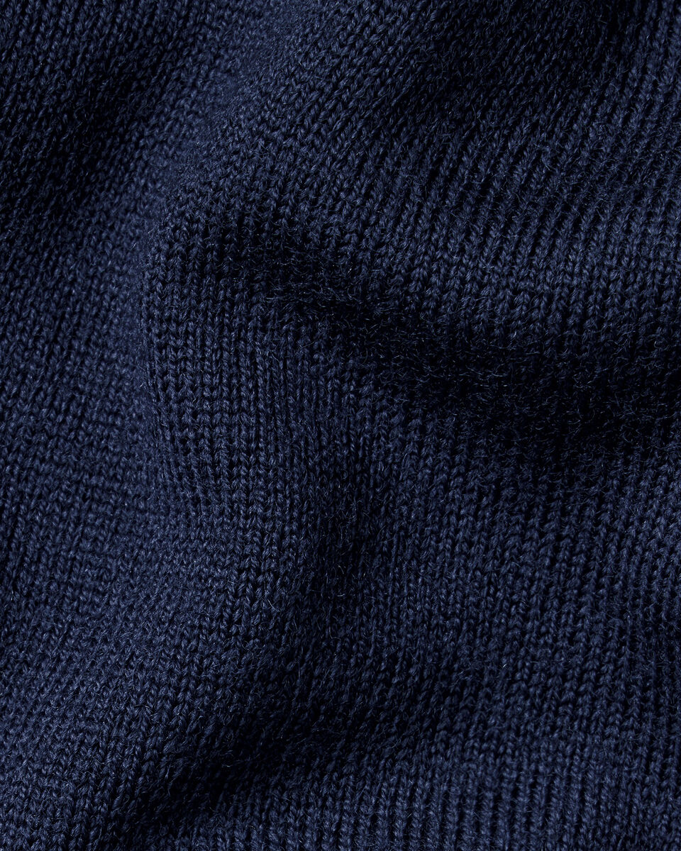 Pure Merino Full Zip-Through Cardigan - Navy