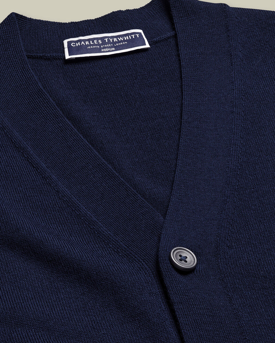Pure Merino Cardigan - Navy