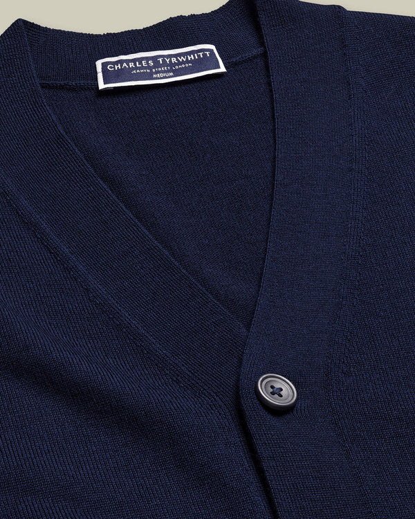 Pure Merino Cardigan - Navy