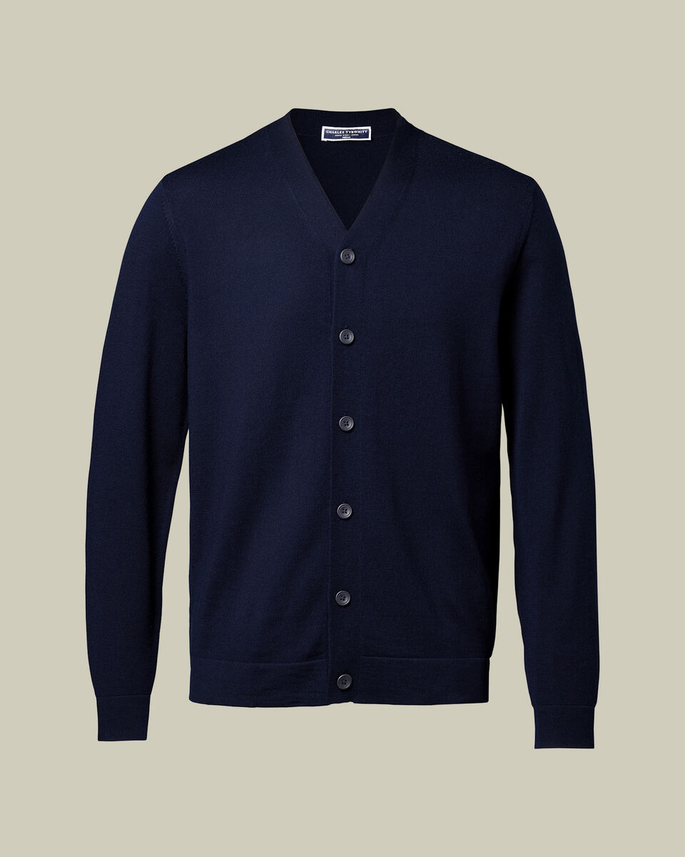 Pure Merino Cardigan - Navy
