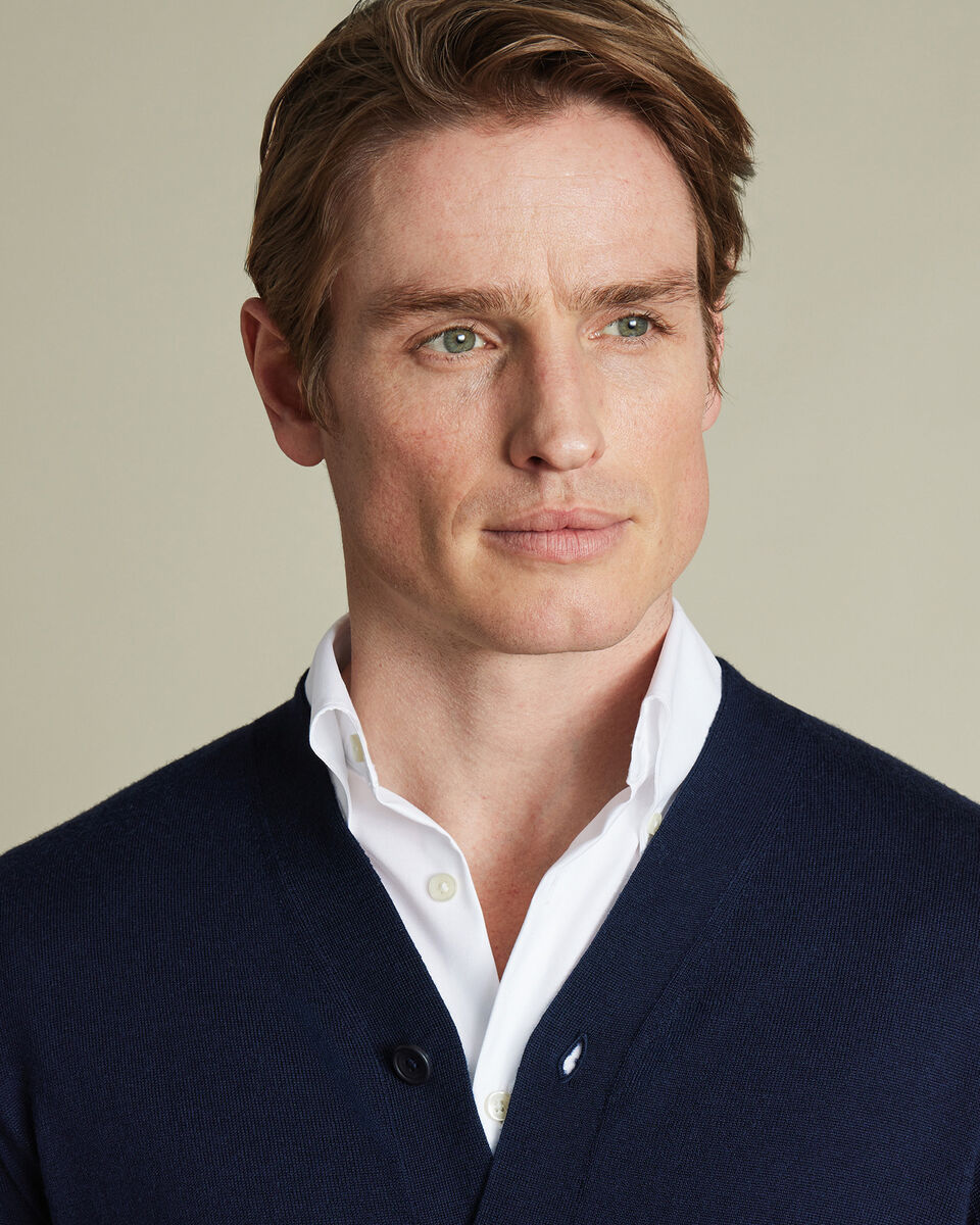 Pure Merino Cardigan - Navy