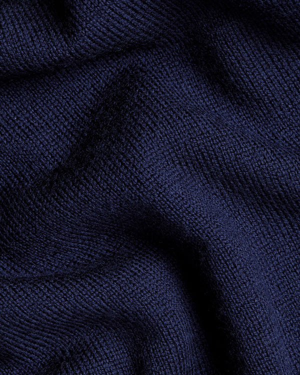 Pure Merino Button Through Funnel Neck Cardigan - Navy