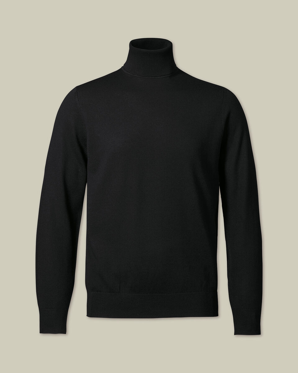 Pure Merino Turtleneck Sweater - Black