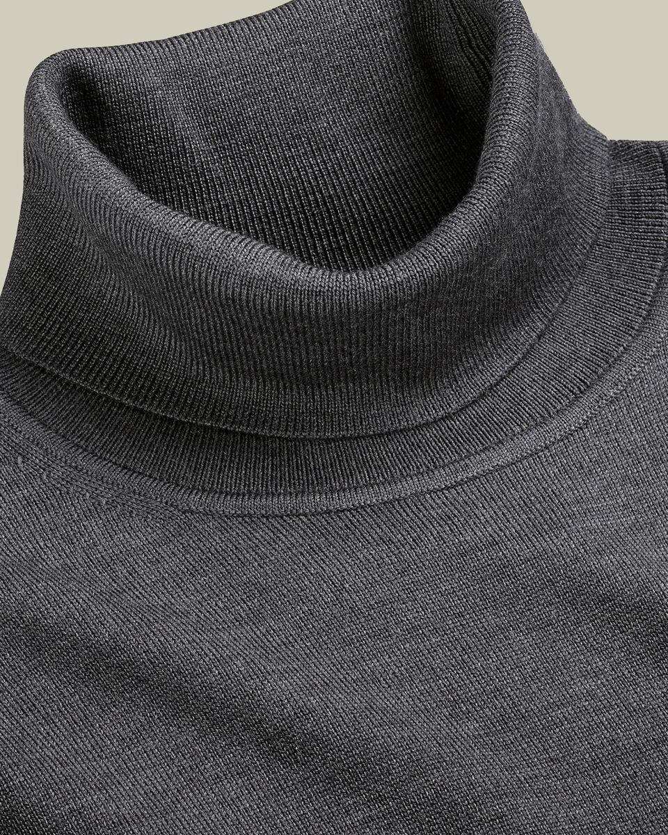 Pure Merino Turtleneck Sweater - Gray