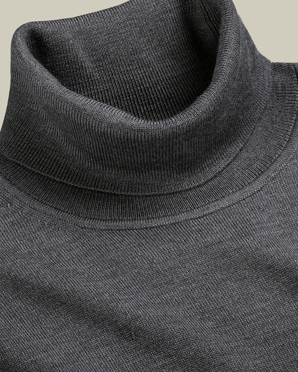 Pure Merino Turtleneck Sweater - Gray