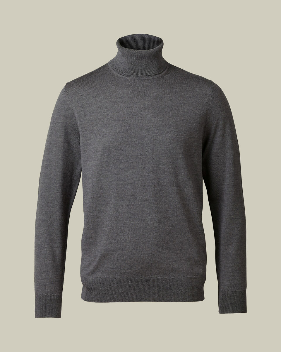 Pure Merino Turtleneck Sweater - Gray