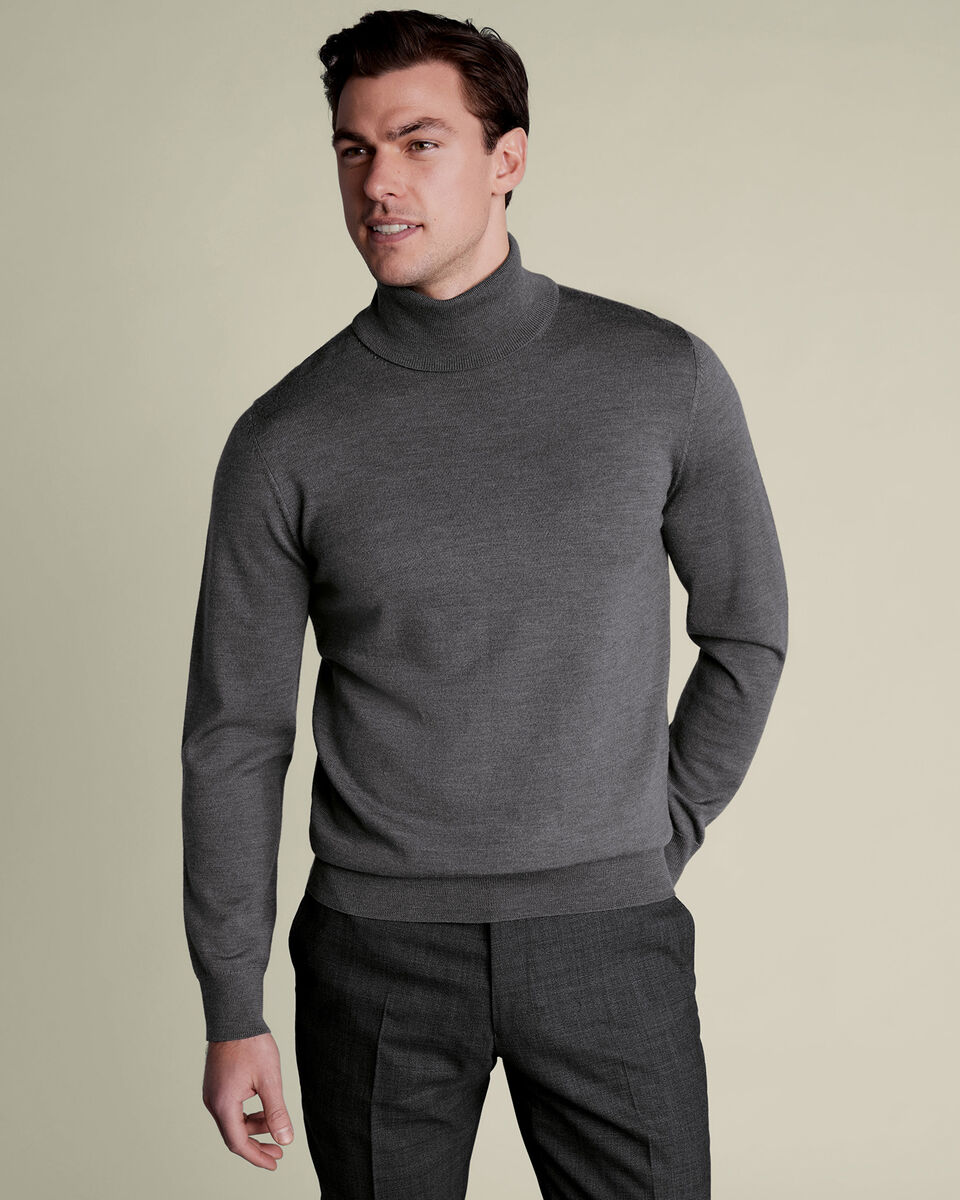 Pure Merino Turtleneck Sweater - Gray Main image