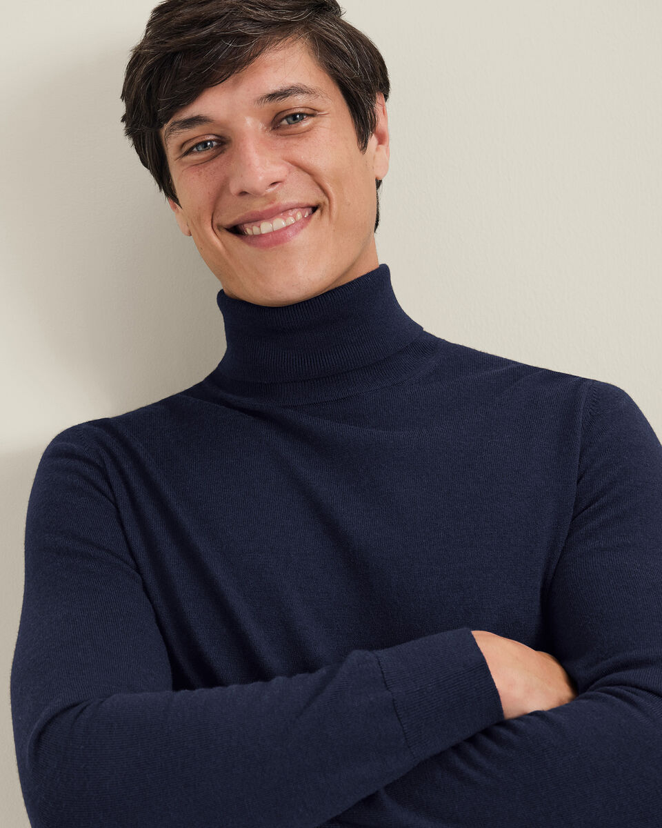 Pure Merino Turtleneck Sweater - Navy
