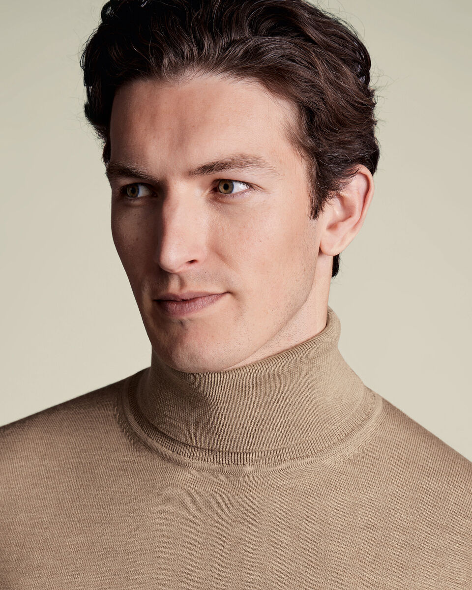 Pure Merino Turtleneck Sweater - Oatmeal