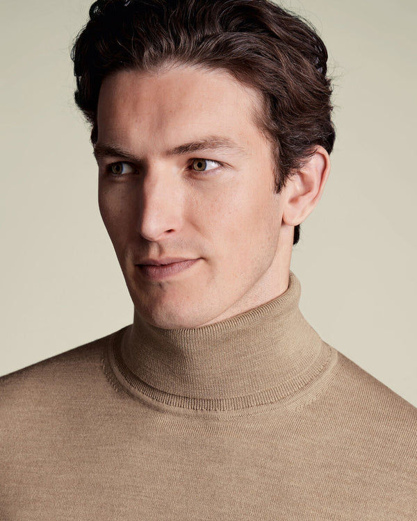 Pure Merino Turtleneck Sweater - Oatmeal
