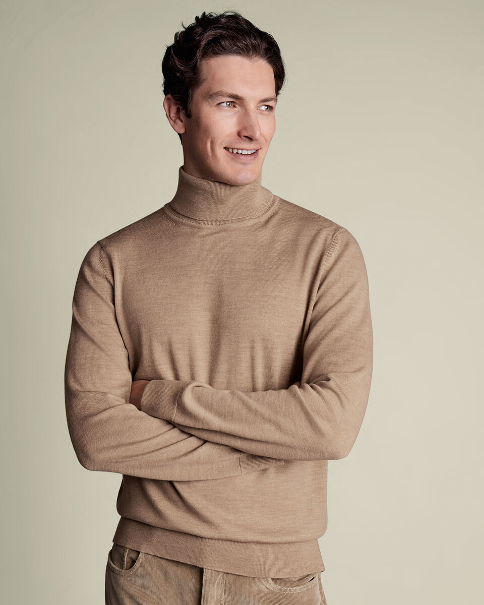 Pure Merino Turtleneck Sweater - Oatmeal