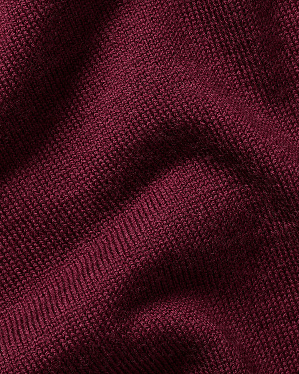 Pure Merino Quarter Zip Sweater - Burgundy