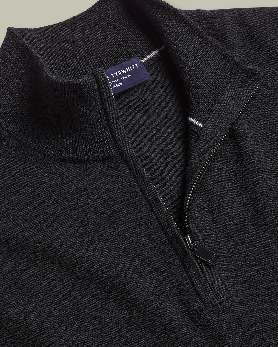 Pure Merino Quarter Zip Sweater - Black Secondary image