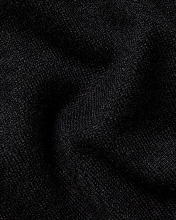 Pure Merino Quarter Zip Sweater - Black