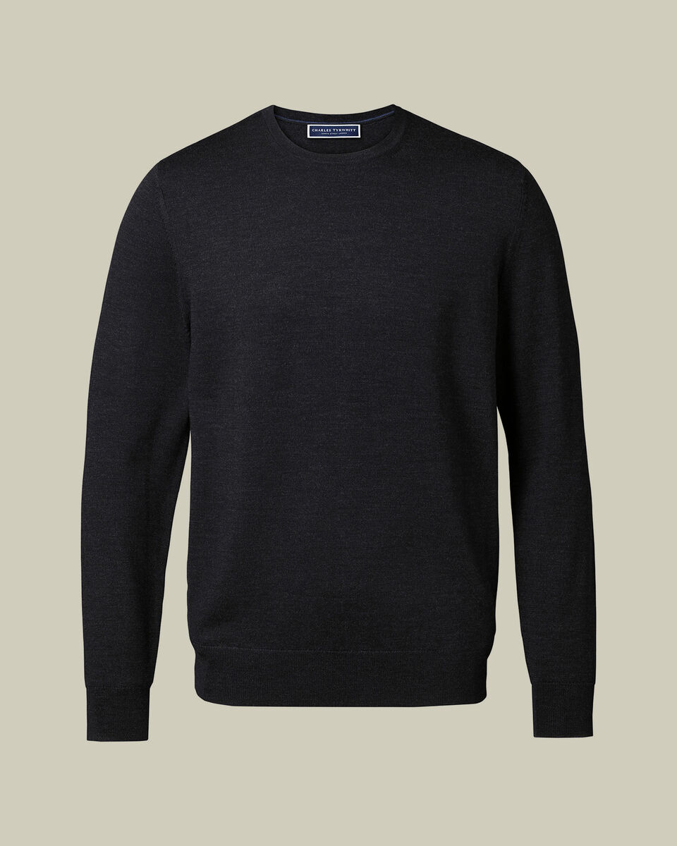 Merino Crew Neck Sweater - Charcoal Gray