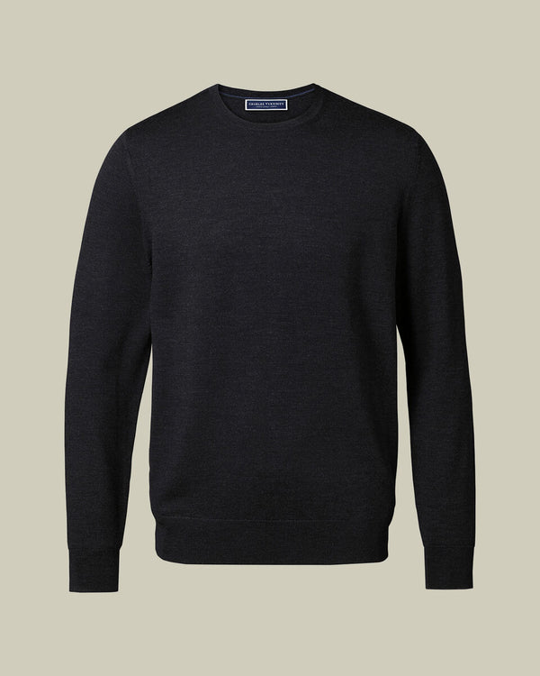 Merino Crew Neck Sweater - Charcoal Gray