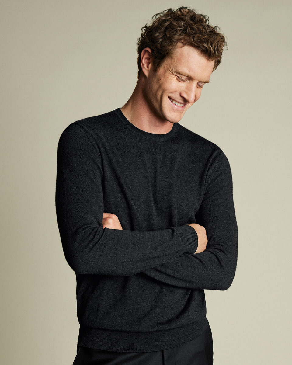 Merino Crew Neck Sweater - Charcoal Gray