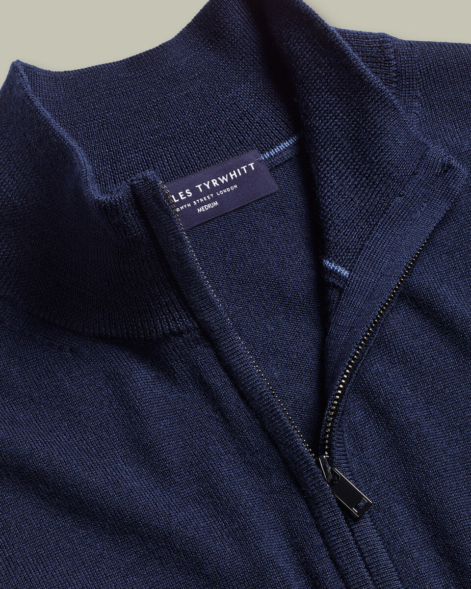 Pure Merino Zip Through Vest - Navy Secondary image