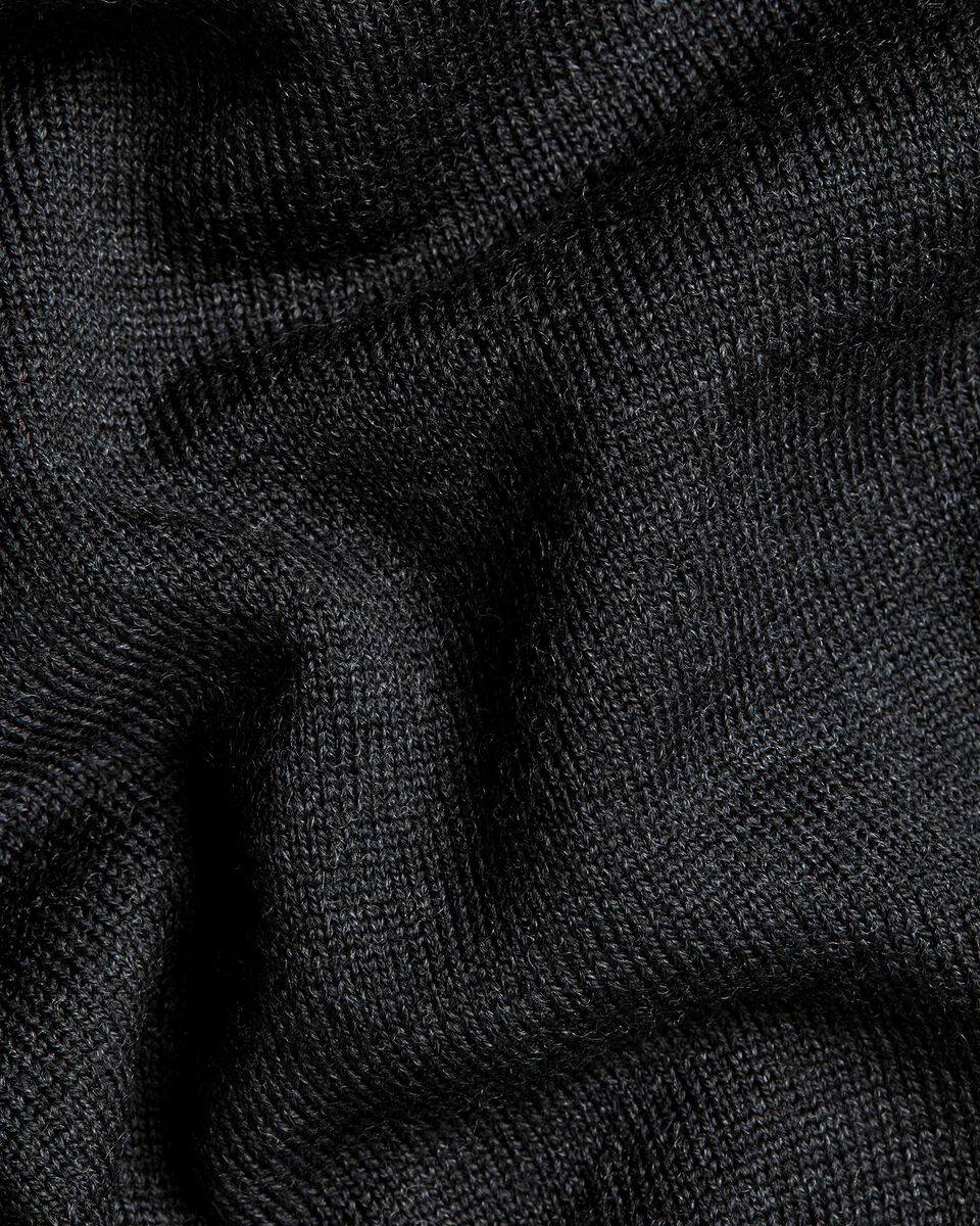 Pure Merino Wool Button Neck Polo - Charcoal Gray
