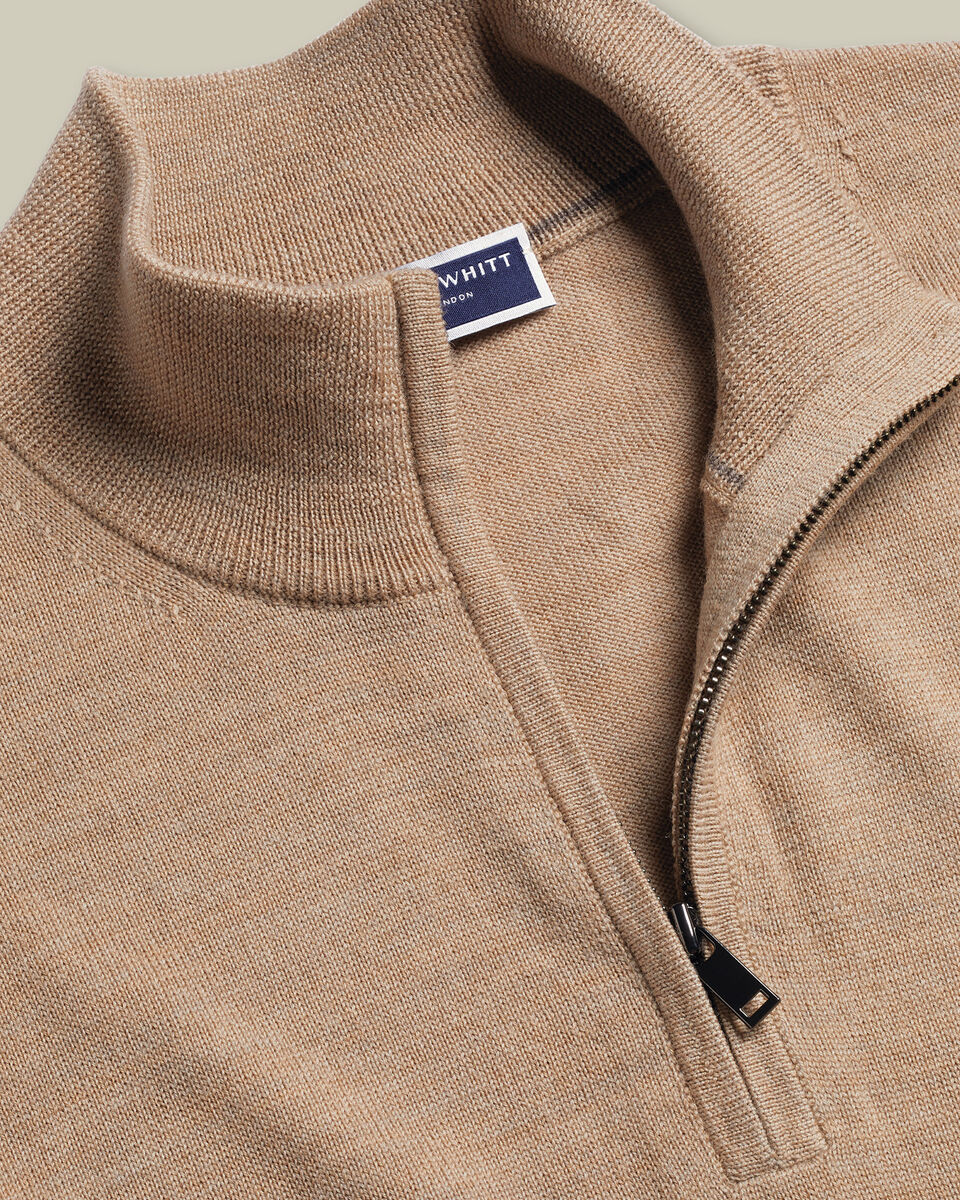 Pure Merino Quarter Zip Sweater - Oatmeal