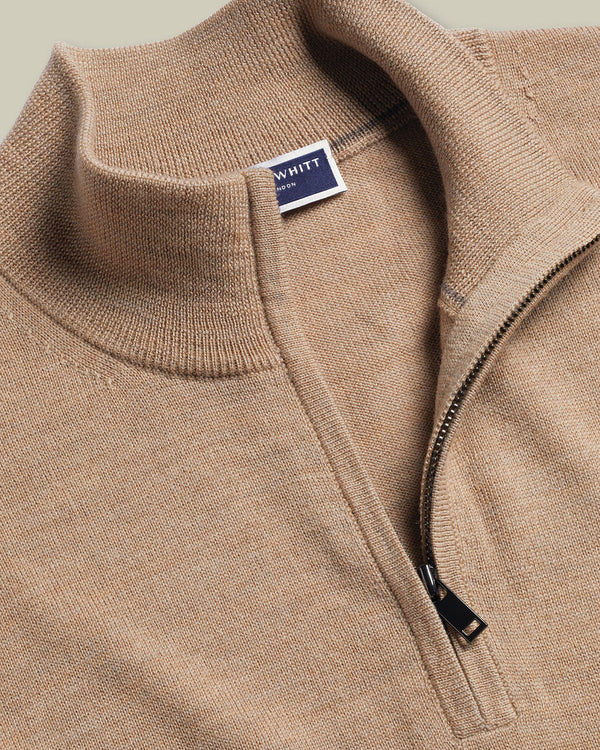 Pure Merino Quarter Zip Sweater - Oatmeal