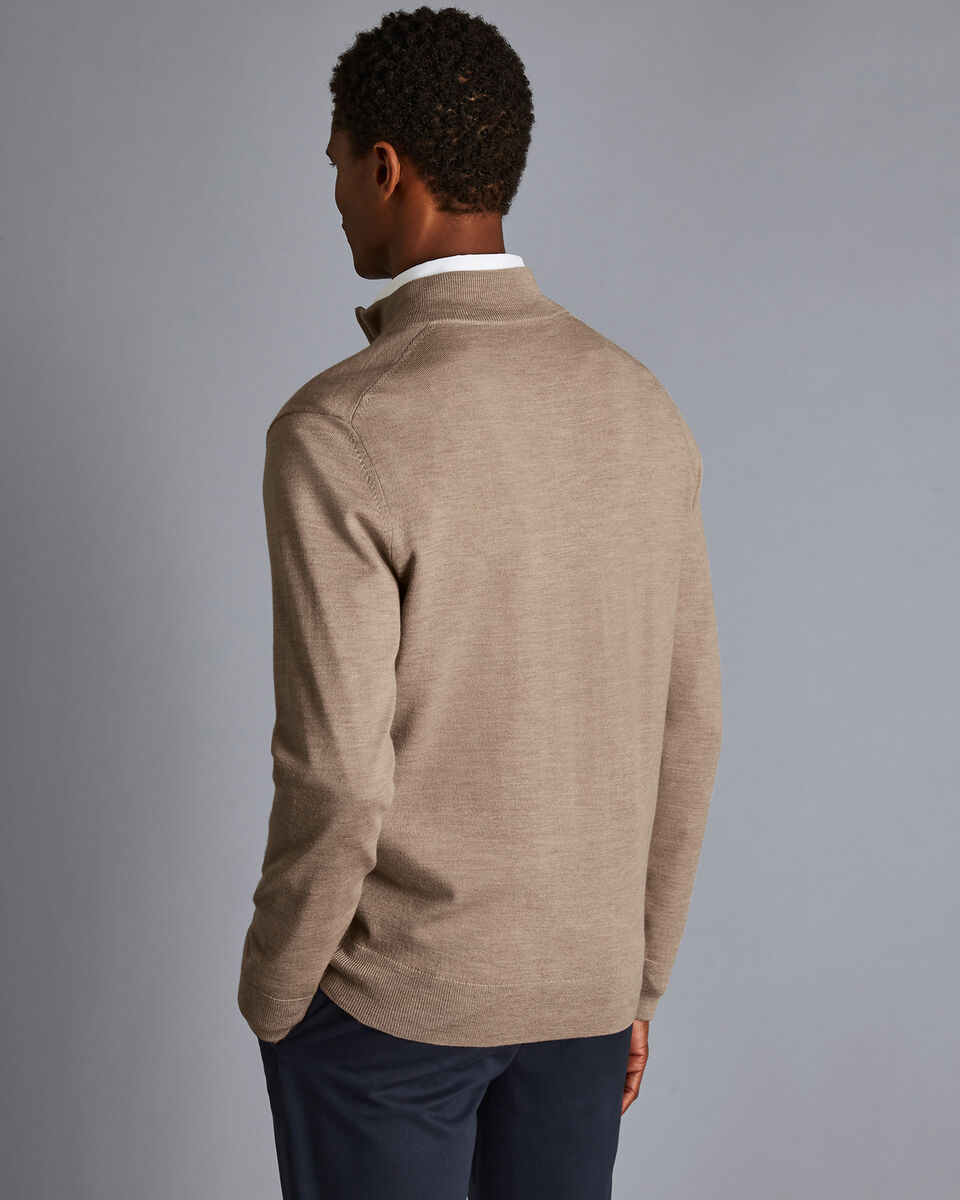 Pure Merino Quarter Zip Sweater - Oatmeal