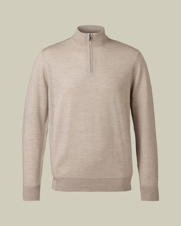 Pure Merino Quarter Zip Sweater - Limestone