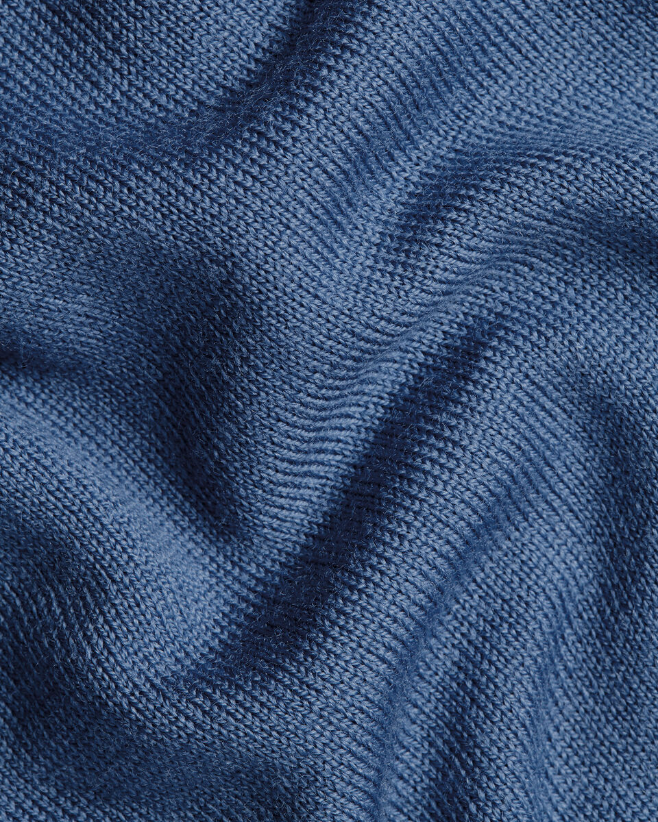 Pure Merino Quarter Zip Sweater - Steel Blue