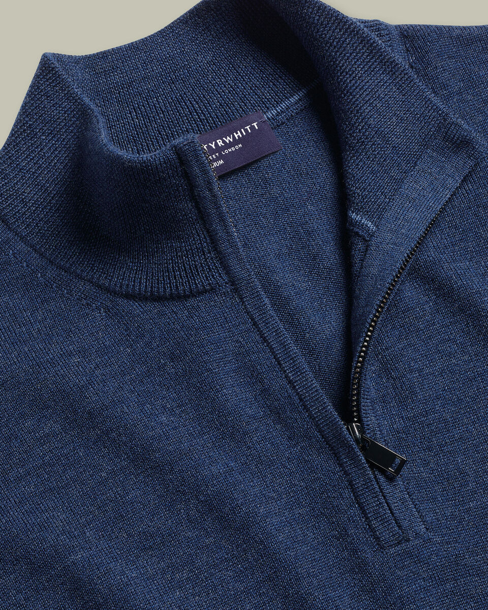 Pure Merino Quarter Zip Sweater - Ink Blue Secondary image