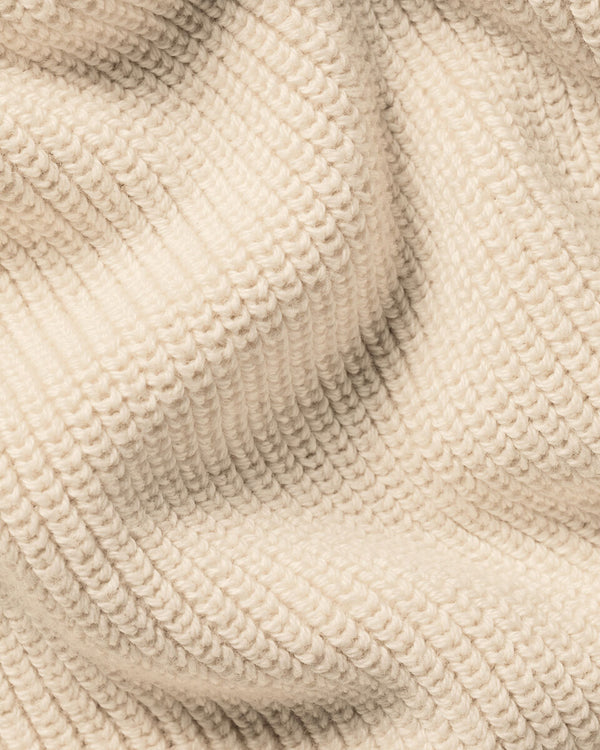 Cotton Rib Crew Neck Sweater - Cream