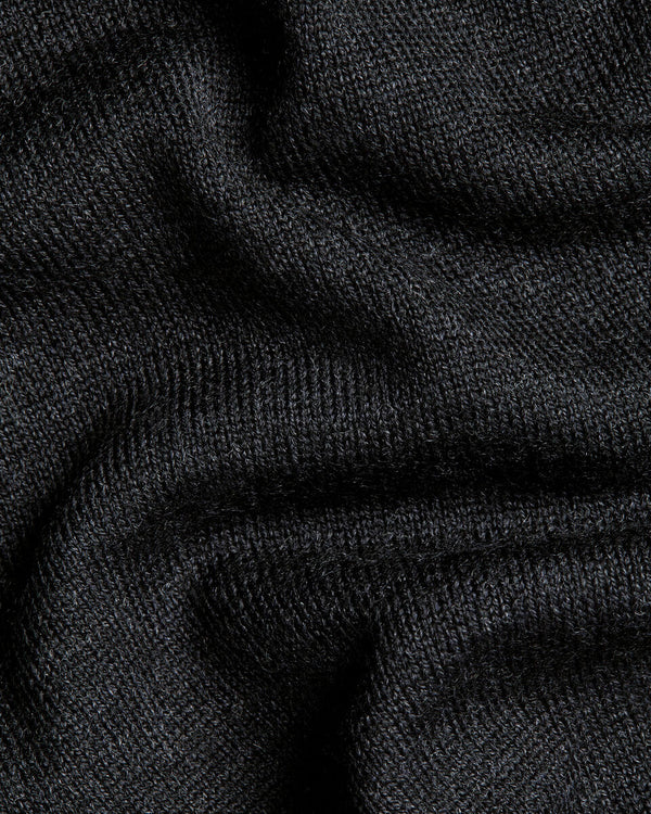 Pure Merino Button Neck Sweater - Dark Charcoal