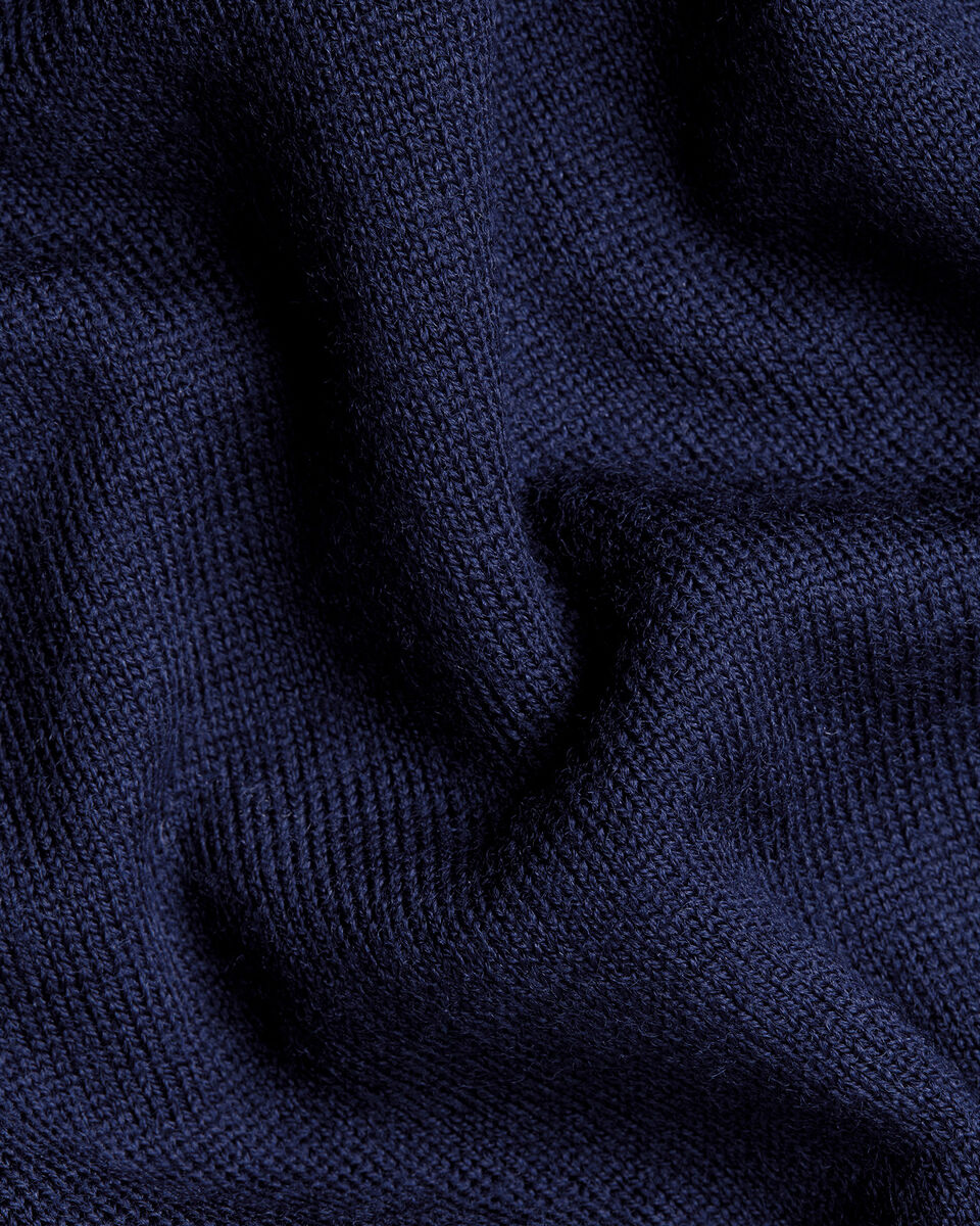 Pure Merino Button Neck Sweater - Navy