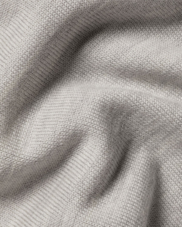 Pure Merino Button Neck Sweater - Silver Gray