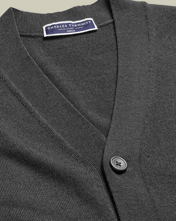 Pure Merino Cardigan - Gray