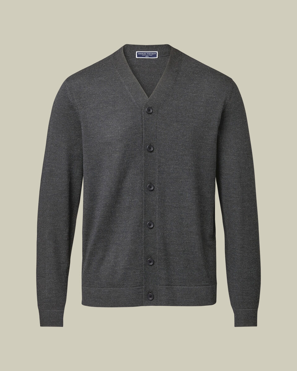Pure Merino Cardigan - Gray