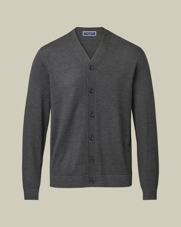 Pure Merino Cardigan - Gray