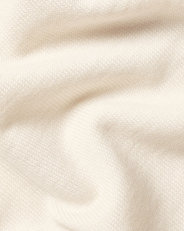 Pure Merino Quarter Zip Sweater - Cream