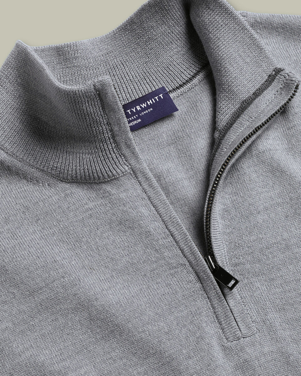 Pure Merino Quarter Zip Sweater - Light Gray Secondary image