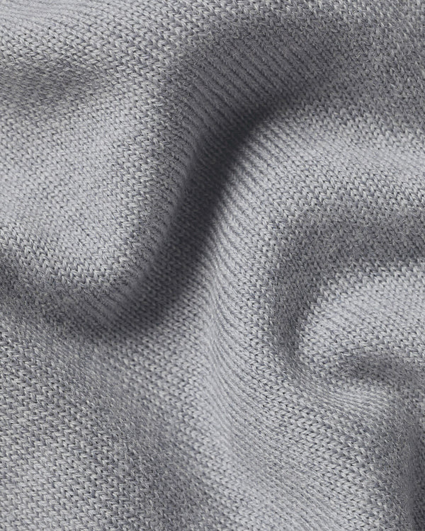 Pure Merino Quarter Zip Sweater - Light Gray