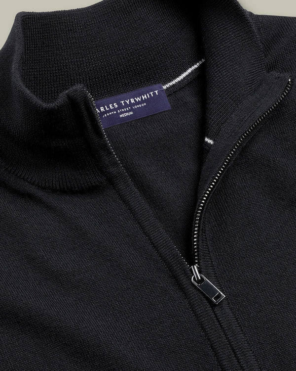 Pure Merino Zip Vest - Black