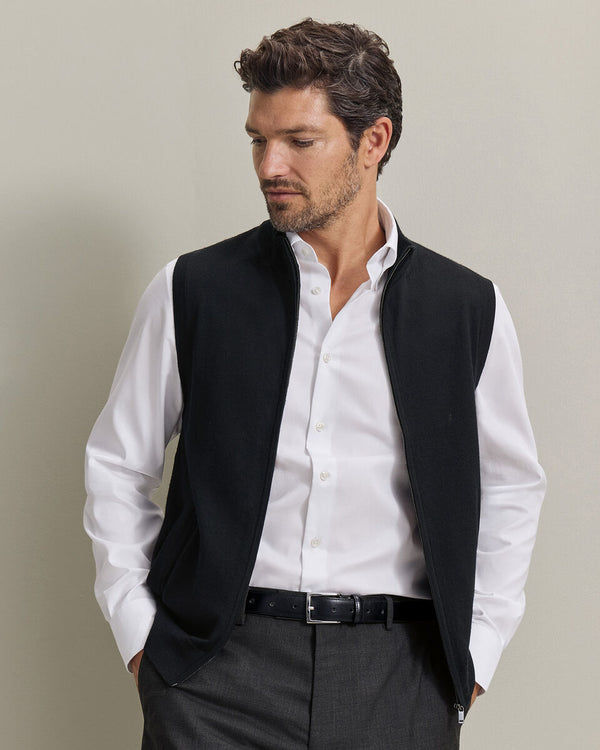 Pure Merino Zip Vest - Black