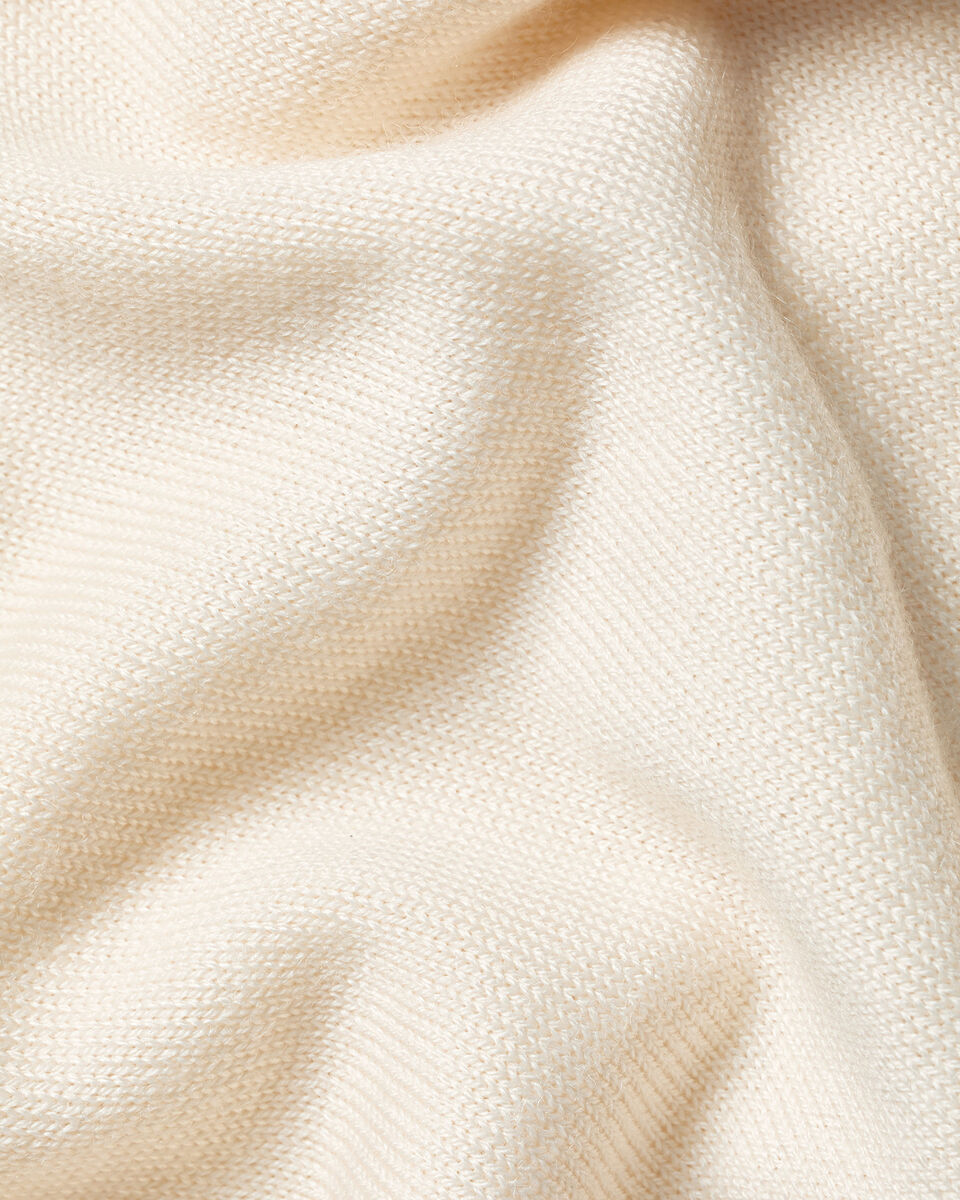 Pure Merino Wool Button Neck Polo - Cream