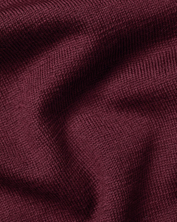 Pure Merino V-Neck Sweater - Burgundy