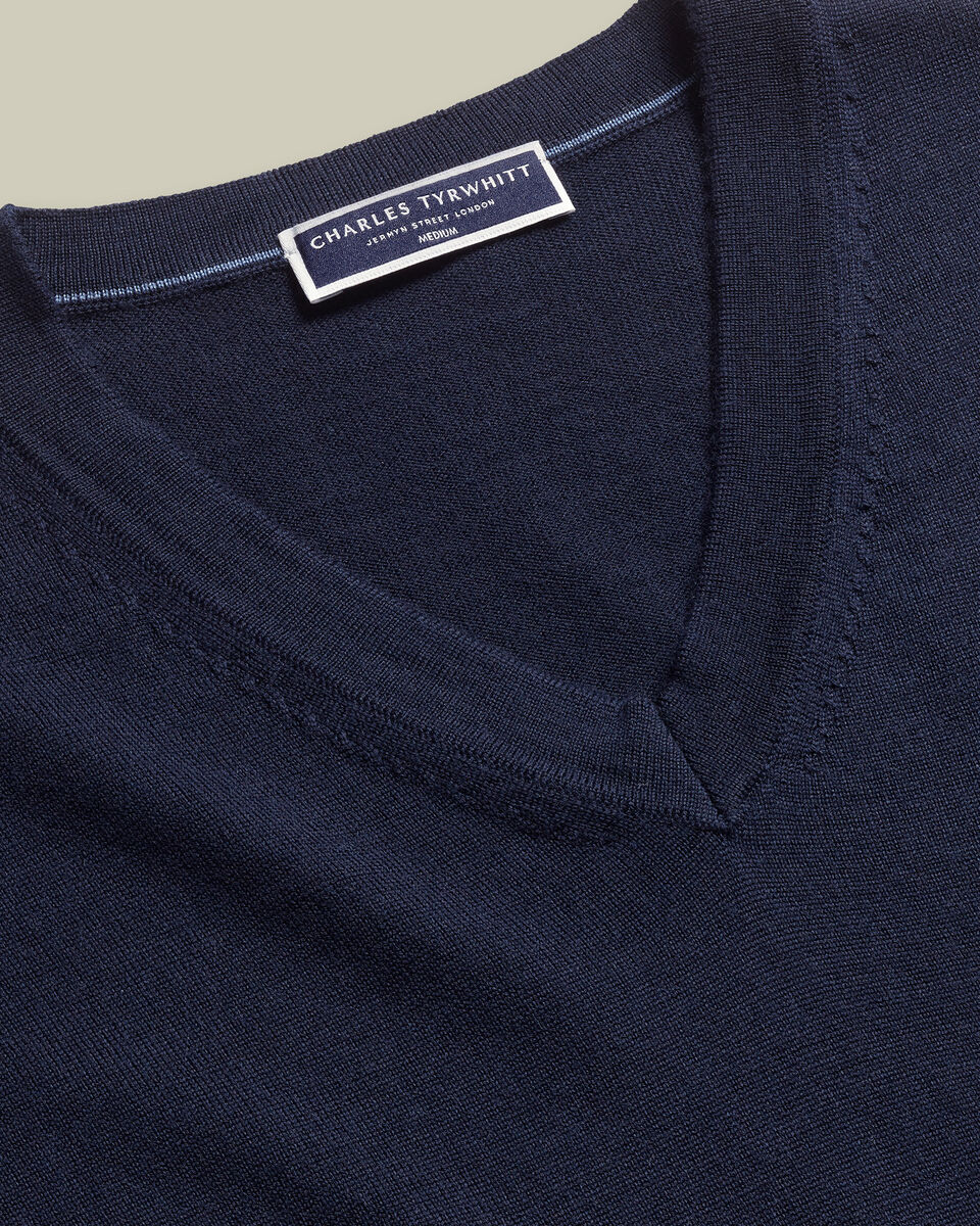 Pure Merino V-Neck Sweater - Navy Secondary image