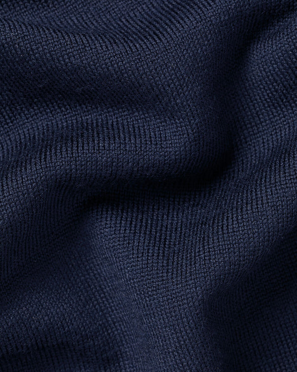 Pure Merino V-Neck Sweater - Navy