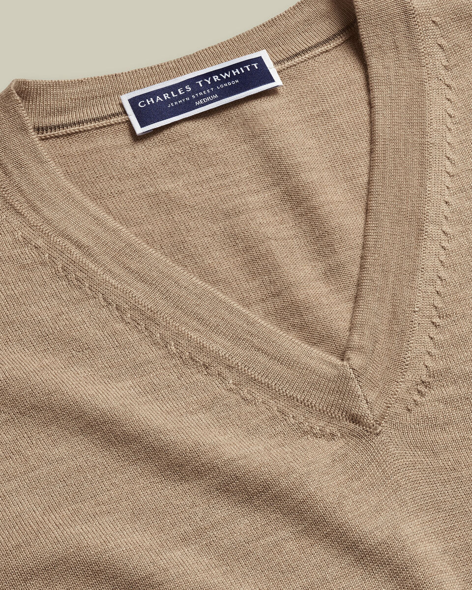 Pure Merino V-Neck Sweater - Oatmeal